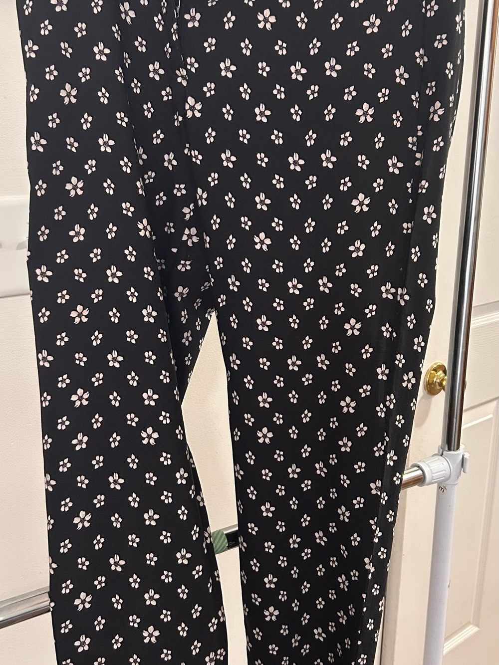 Lane Bryant Ankle Pants Black  with Small White Floral Print